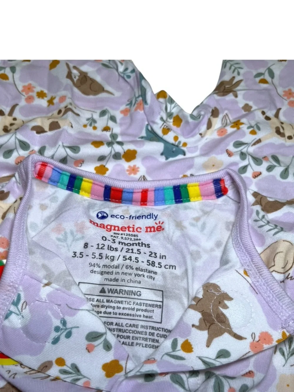 NWT  Magnetic Me Lavender Puppy Print Footie with Pastel Accents Sz 0-3M
